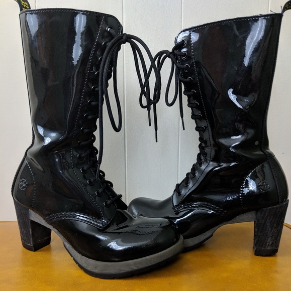 doc martens black heeled boots